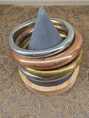 Vintage Silver Copper Brass Metallic Stacked Bangle Bracelets